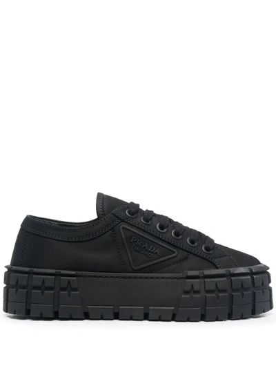 Prada Double Wheel Low-top Sneakers In Black