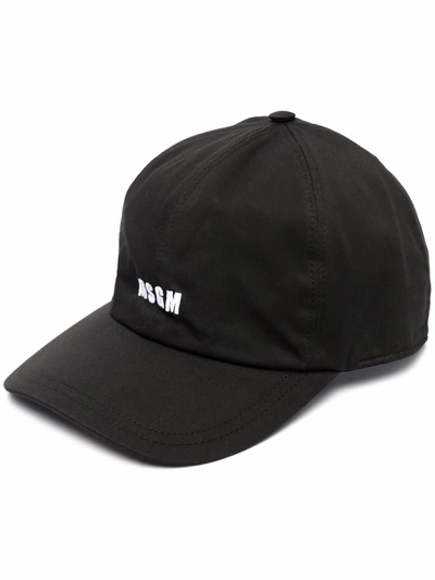 Msgm Embroidered Logo Baseball Cap In Black