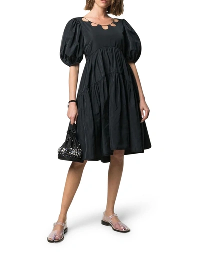 Cecilie Bahnsen Harriet Open-back Recycled Taffeta Mini Dress In Black
