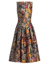 Oscar De La Renta Women's Multi Floral Jacquard Sleeveless A-line Dress