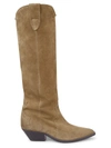 Isabel Marant Denvee Suede Tall Western Boot In Taupe