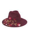 Etro Floral-embroidered Wool Hat In Red