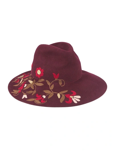 Etro Floral-embroidered Wool Hat In Red