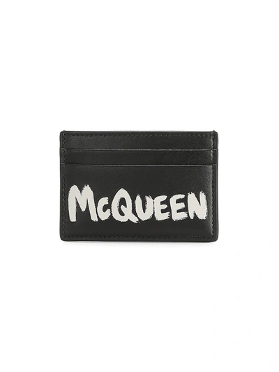 Mcq By Alexander Mcqueen Two-tone Leather Card Case In Black Soft Ivory