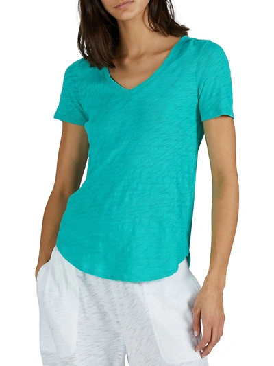 Atm Anthony Thomas Melillo Slub Jersey V-neck Tee In Jade