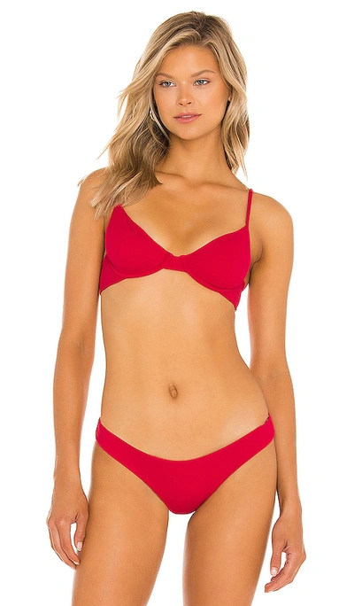 Acacia Manhattan Ribbed Bikini Top In Sangria