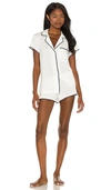 Eberjey Frida Relaxed Short Pajamas In Ivory & Navy