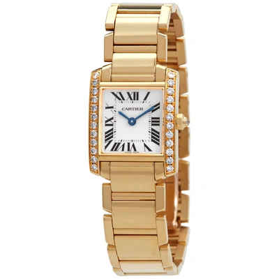 Pre-owned Cartier Tank Francaise 18kt Yellow Gold Diamond Ladies Watch We1001r8 In Blue / Gold / Silver / Yellow