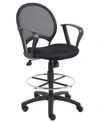 BOSS OFFICE PRODUCTS MESH DRAFTING STOOL WITH LOOP ARMS