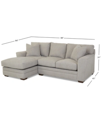 Macy's Closeout! Loranna 2-pc. Fabric Sectional With Chaise, Created For  In Grey