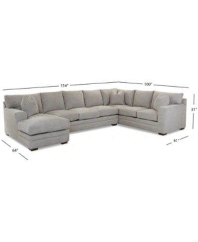 Macy's Closeout! Loranna 3-pc. Fabric Sectional With Chaise, Created For  In Grey