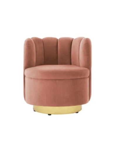 Nicole Miller Ragland Velvet Tufted Accent Chair With Swivel Metal Base In Blush