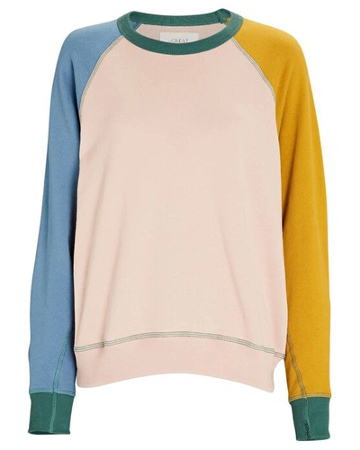 The Great The College Colorblock Sweatshirt In Carnation W Blue