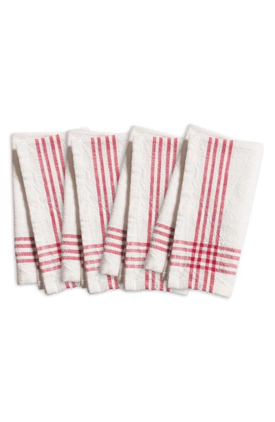 Kaf Home Set Of 4 Cotton Napkins In Red