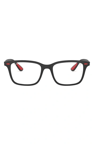 Ray Ban X Ferrari 53mm Rectangular Optical Glasses In Matte Black