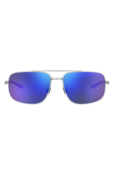 Under Armour 59mm Polarized Mirrored Aviator Sunglasses In Palladium