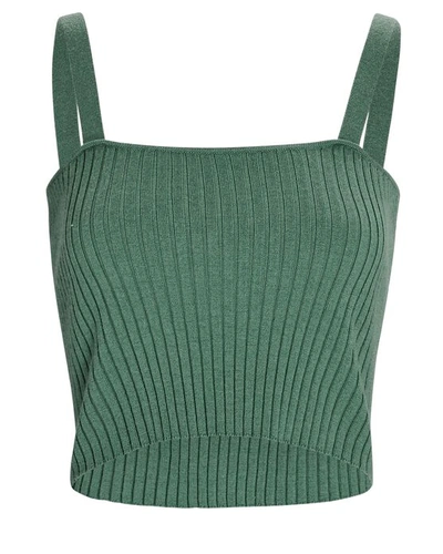 Sablyn Katalina Cropped Ribbed Cashmere Top In Green
