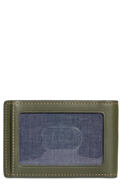 Nordstrom Wyatt Leather Card Case With Money Clip In Green Ivy