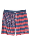 Vineyard Vines Chappy Stripe Swim Trunks In Jet Set - Resort Red