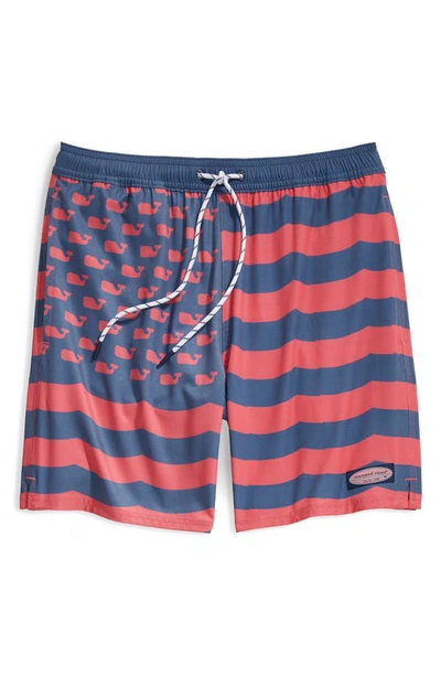 Vineyard Vines Chappy Stripe Swim Trunks In Flag
