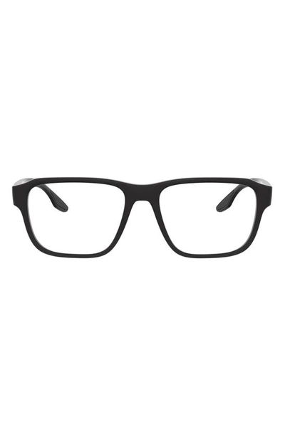 Prada 54mm Rectangular Optical Glasses In Shiny Black