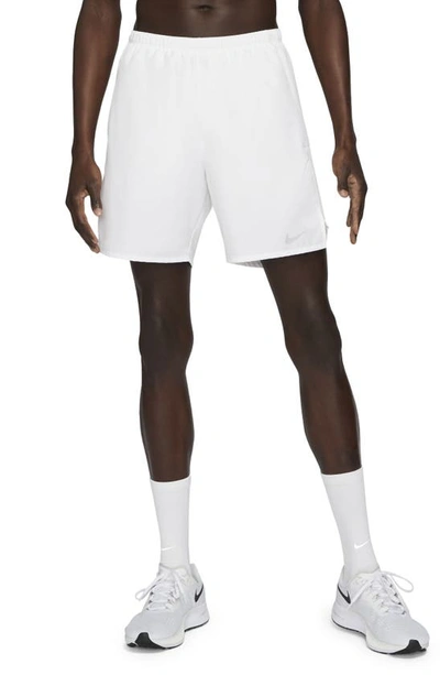 Nike Dri-fit Challenger 2-in-1 Running Shorts In White