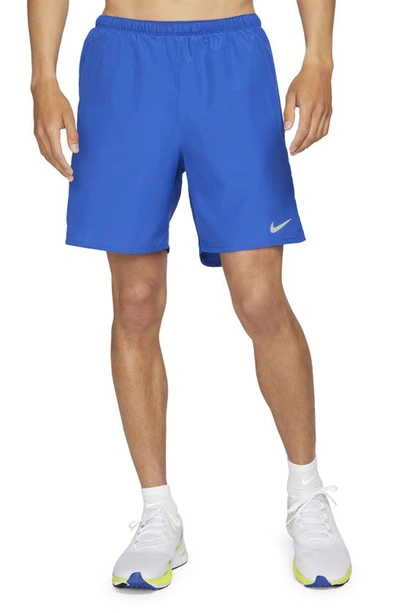 Nike Men's Challenger Brief-lined 7" Running Shorts In Game Royal/reflective Silver