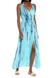 Elan Cover-up Maxi Dress In Navy/ Aqua Td