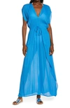 Elan Wrap Maxi Cover-up Dress In Blue Azur