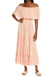 Elan Off The Shoulder Ruffle Cover-up Maxi Dress In Melon