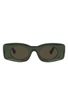 Loewe X Paula's Ibiza 49mm Rectangular Sunglasses In Shiny Black Khaki/ Brown