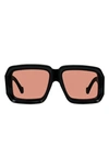 Loewe Oversized Square Monochromatic Sunglasses In Shiny Black/ Pink