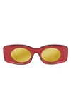 Loewe X Paula's Ibiza 49mm Rectangular Sunglasses In Shiny Black Red/ Gold