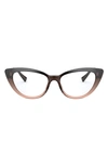 Versace 54mm Cat Eye Optical Glasses In Transparent Brown