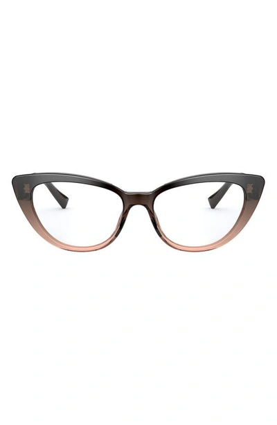 Versace 54mm Cat Eye Optical Glasses In Transparent Brown