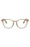 Burberry 51mm Round Optical Glasses In Transparent Brown