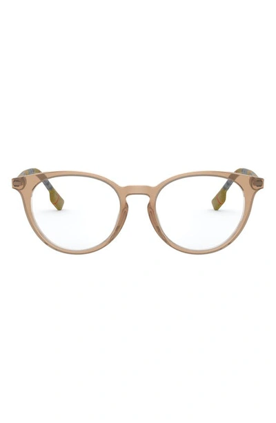 Burberry 51mm Round Optical Glasses In Brown
