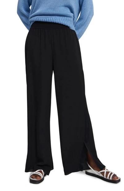 Theory Slit Silk Wide-leg Combo Trousers In Black