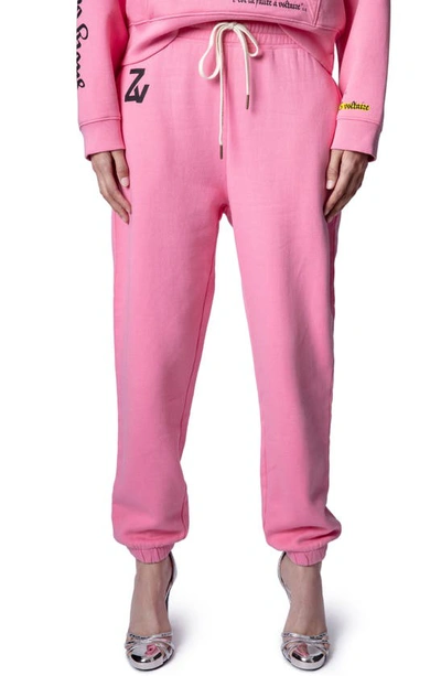 Zadig & Voltaire Womens Rose Steevy Cotton-jersey Jogging Bottoms L In Rosa