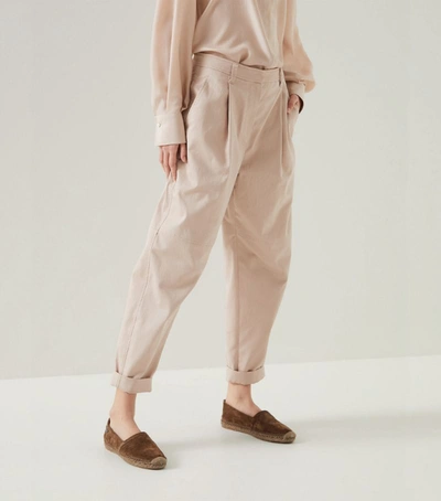 Brunello Cucinelli Stretch-cotton Cropped Trousers In Cream