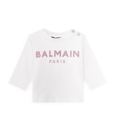 Balmain Babies' Kids Cotton Logo T-shirt (3-36 Months) In White
