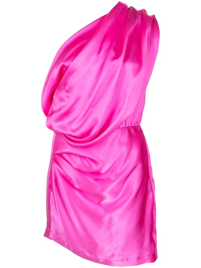 Michelle Mason Satin Symmetric Mini Dress In Rosa