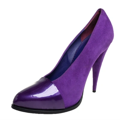 Pre-owned Givenchy Purple Suede And Patent Leather Cap Toe Pumps Size 39