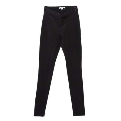 Pre-owned Givenchy Black Paneled Knit Leggings S