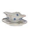 HEREND CHINESE BOUQUET BLUE GRAVY BOAT WITH FIXED STAND,PROD153370087