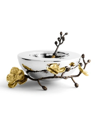 MICHAEL ARAM GOLD ORCHID CAVIAR DISH WITH SPOON,PROD163780189