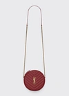 Saint Laurent Vinyle Ysl Round Quilted Grain De Poudre Crossbody Bag In Red