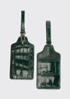 Abas Classic Alligator Luggage Tags, Set Of Two In Hunter Green