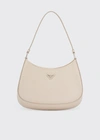 Prada Cleo Brushed Leather Hobo Bag In Nude