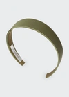 Jennifer Behr Lydia Silk Satin Headband In Olive